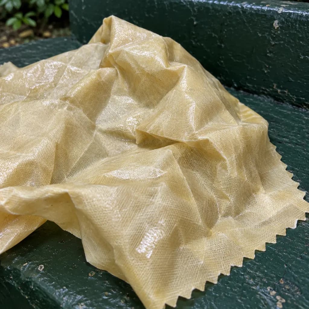 Close-up of waxed cotton creases